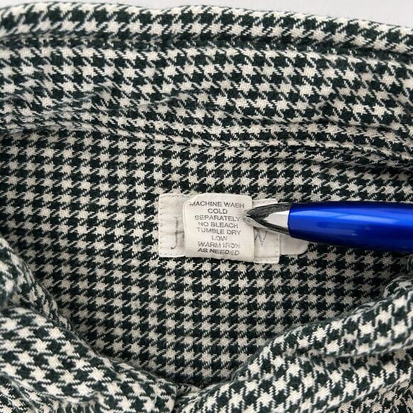 Vintage J Crew Oarsman Flannel Shirt Mens Size L Houndstooth Green 90s Outdoor - Picture 10 of 10